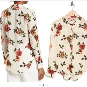 Philosophy Floral Long Sleeve Collard Blouse
